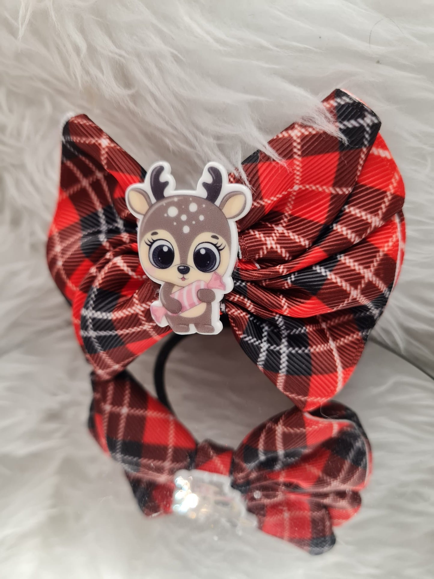 small Christmas tartan hair bow