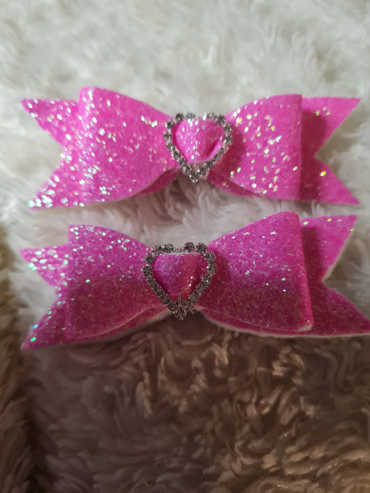 mini hot pink hair bow