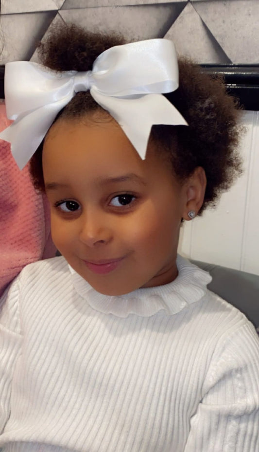 white satin hair bow